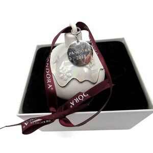 Handcrafted PANDORA 2018 White Ceramic Christmas ORNAMENT Boxed